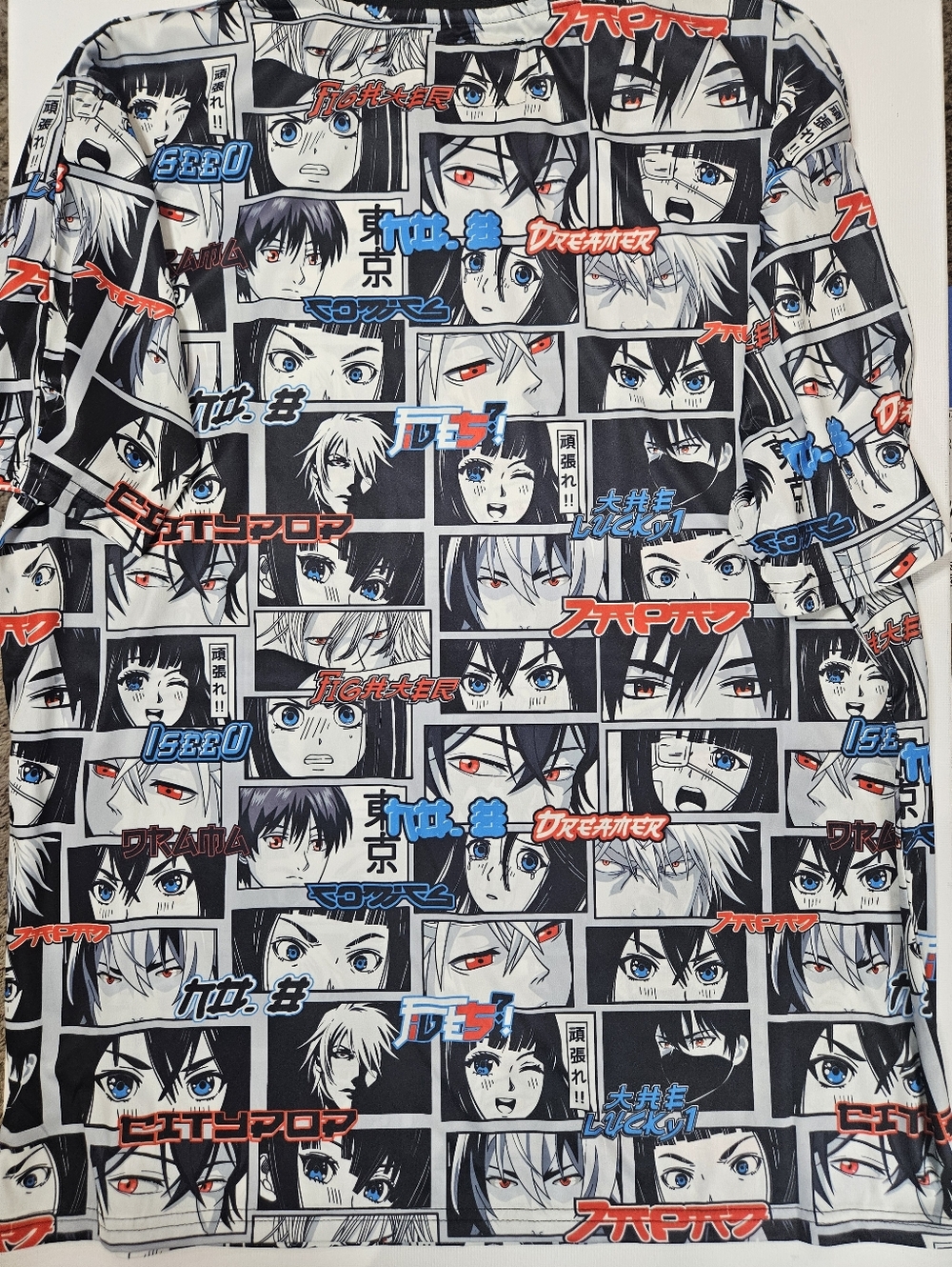 NWT Drill Clothing Co. T-shirt Mens 3XL Black White Anime Comic All‎ Over Print - Picture 5 of 8